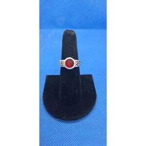 Garnet ring 925 sterling silver band by L.A. Gem & Jewelry Design Inc- sze 6.25